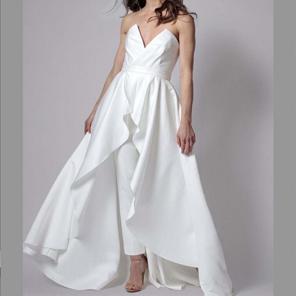 Jay Godfrey Walk Thru Gown Jumpsuit: White Party, Rehearsal, Wedding, NWT, $700